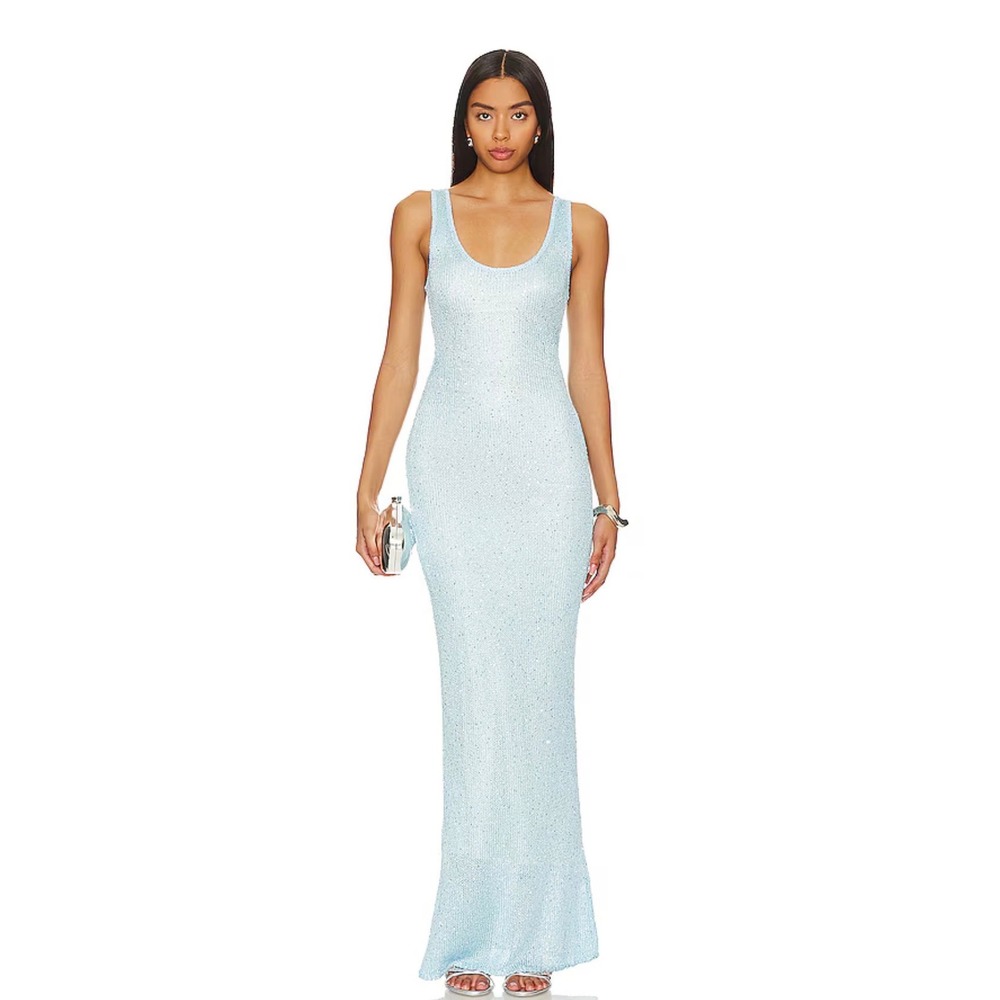 ASTA RESORT Ana Dress - Baia Blue Sequin Size Small NWT